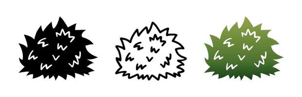 Set of Different style of Bush cartoon doodle, Illustration. vector