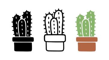Set of Three head cactus, Illustration. vector
