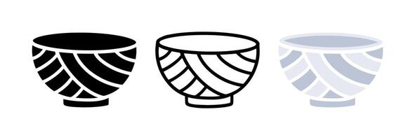 Set of Bowl cartoon doodle with wavy pattern, Illustration. vector