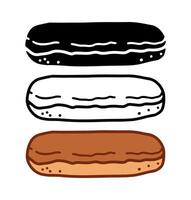 Set of Bakery bread with sweet cream on top, Cartoon doodle, Illustration. vector