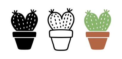 Set of Heart shape cactus, Illustration. vector