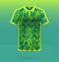 Sports uniform jersey design with a green abstract pattern striped background vector
