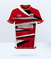 Sports uniform jersey design with a red abstract stripe pattern background vector