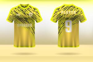 Sports uniform jersey design with yellow abstract pattern background vector
