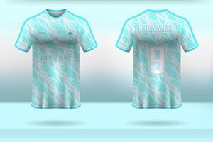Sports uniform jersey design with an abstract pattern background in light blue and white vector