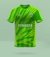 Sports uniform jersey design with a green abstract stripe pattern background vector
