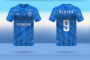 Sports uniform jersey design with a blue abstract wave pattern background vector