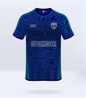 Sports uniform jersey design with a blue abstract wave line pattern background vector