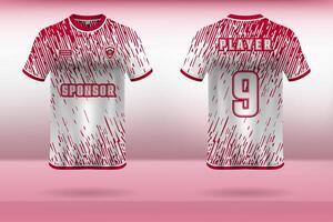Sports uniform jersey design with red and white abstract pattern background vector
