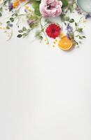 Beautiful flowers on white background photo