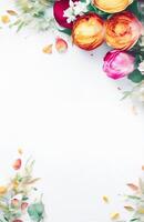 Beautiful flowers on white background photo