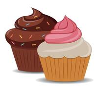 Chocolate and white cupcake on transparent background. vector