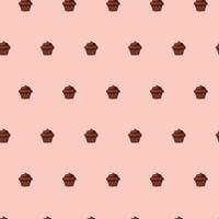 Pattern of chocolate cupcakes on pink background. vector
