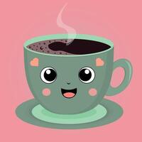 Cup of coffee in kawaii style vector