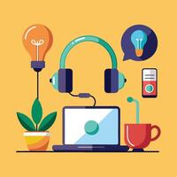 Virtual Workspace for Creative Brainstorming vector