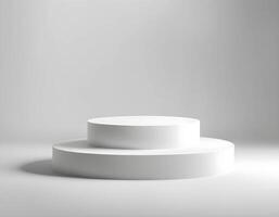 White winner podium geometric pedestal display showcase platform product presentation showcase mockup abstract background luxury bright minimal concept 3d rendering photo