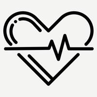 Heart rate icon, heart beat illustration in line style suitable for smartwatch application user interface, and infographics about health and fitness. vector