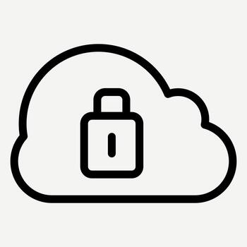 Cloud Protection icon in line style illustration of cloud and lock for Cloud security, data security, Data storage, and infographics about technology. vector