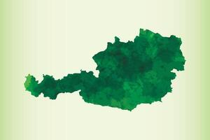 Austria watercolor map of green color on light background using paint brush vector