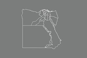 Egypt map with border lines of divisions using gray color on dark background vector