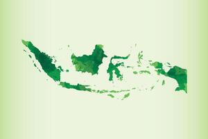Indonesia watercolor map of green color on light background using paint brush vector