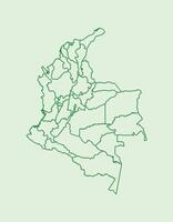 Colombia map with border lines of departments using dark green color on light background vector