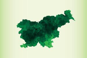 Slovenia watercolor map of green color on light background using paint brush vector