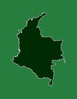 Colombia map with single border line boundary using green color area on dark background vector