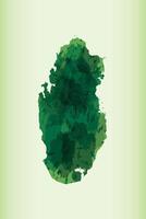 Qatar watercolor map of green color on light background using paint brush vector