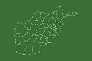Afghanistan map with border lines of provinces using green color on dark background vector
