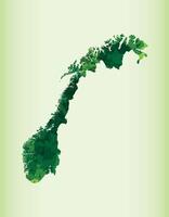 Norway watercolor map of green color on light background using paint brush vector