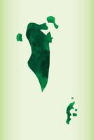 Bahrain watercolor map of green color on light background using paint brush in paper page vector