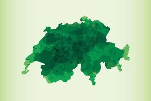 Switzerland watercolor map of green color on light background using paint brush vector
