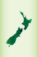 New Zealand watercolor map of green color on light background using paint brush vector