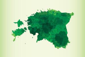 Estonia watercolor map illustration of green color on light background using paint brush vector