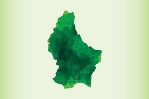 Luxembourg watercolor map of green color on light background using paint brush vector