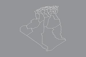 Algeria map with border lines of provinces using gray color on dark background vector