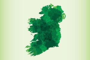 Ireland watercolor map of green color on light background using paint brush vector