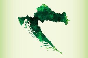 Croatia watercolor map of green color on light background using paint brush vector
