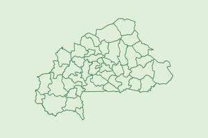 Burkina Faso map with border lines of provinces using dark green color on light background vector