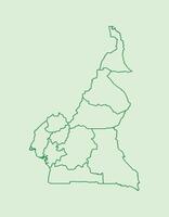 Cameroon map with border lines of regions using dark green color on light background vector