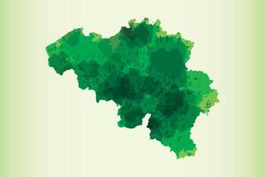 Belgium watercolor map of green color on light background using paint brush vector