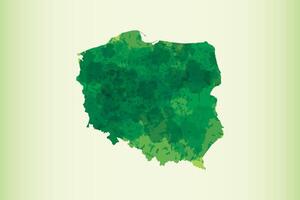 Poland watercolor map illustration of green color on light background using paint brush vector