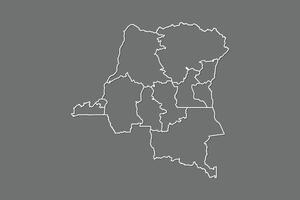 Democratic Republic of the Congo map with border lines of former provinces using gray color on dark background vector