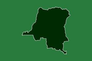 Democratic Republic of the Congo map with single border line boundary using green color area on dark background vector