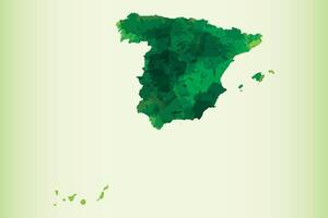 Spain watercolor map of green color on light background using paint brush vector