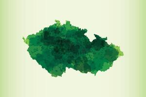 Czech Republic watercolor map of green color on light background using paint brush vector