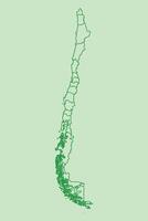 Chile map with border lines of regions using dark green color on light background vector
