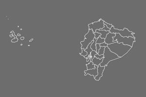 Ecuador map with border lines of provinces using gray color on dark background vector