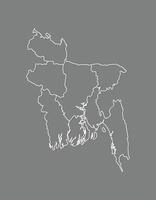 Bangladesh map with border lines of divisions using gray color on dark background vector